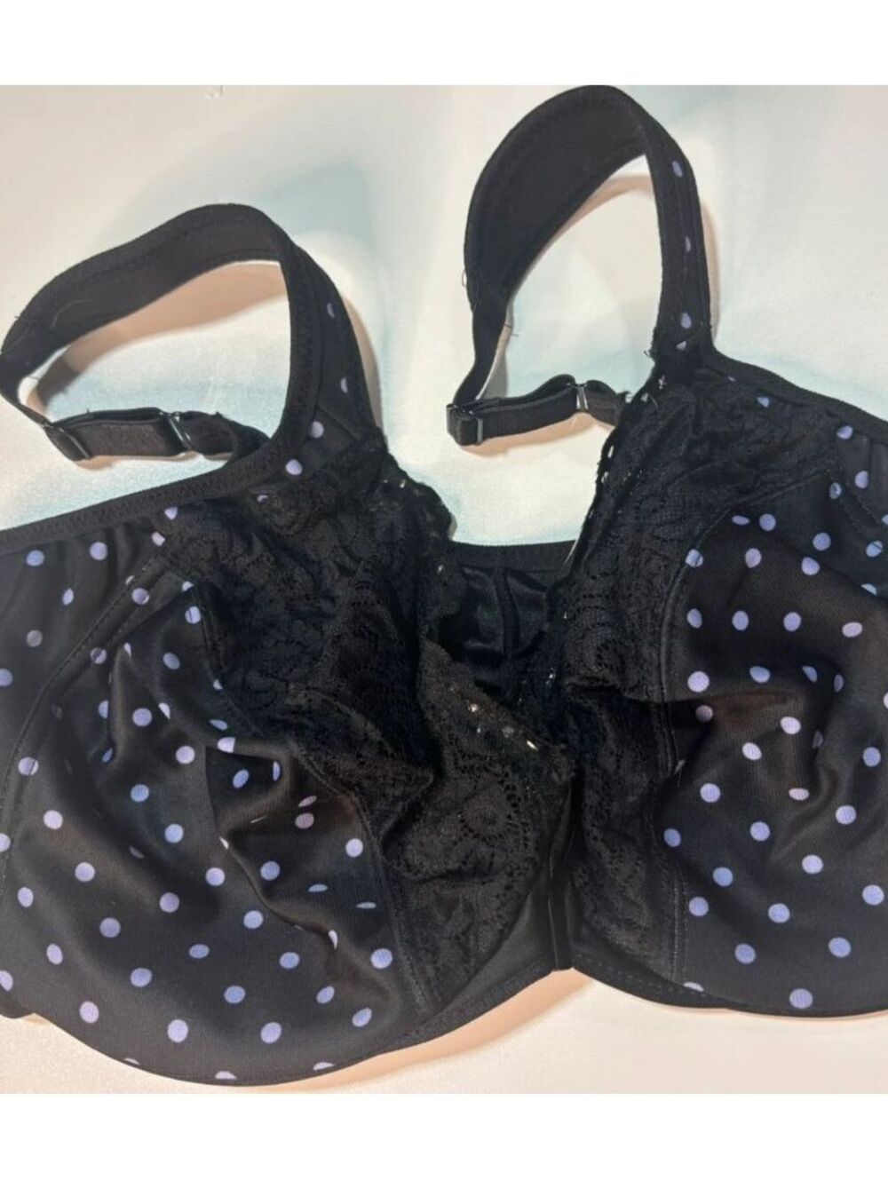 Glamorise Black Polka Dot Lace Underwire Bra Size 36F